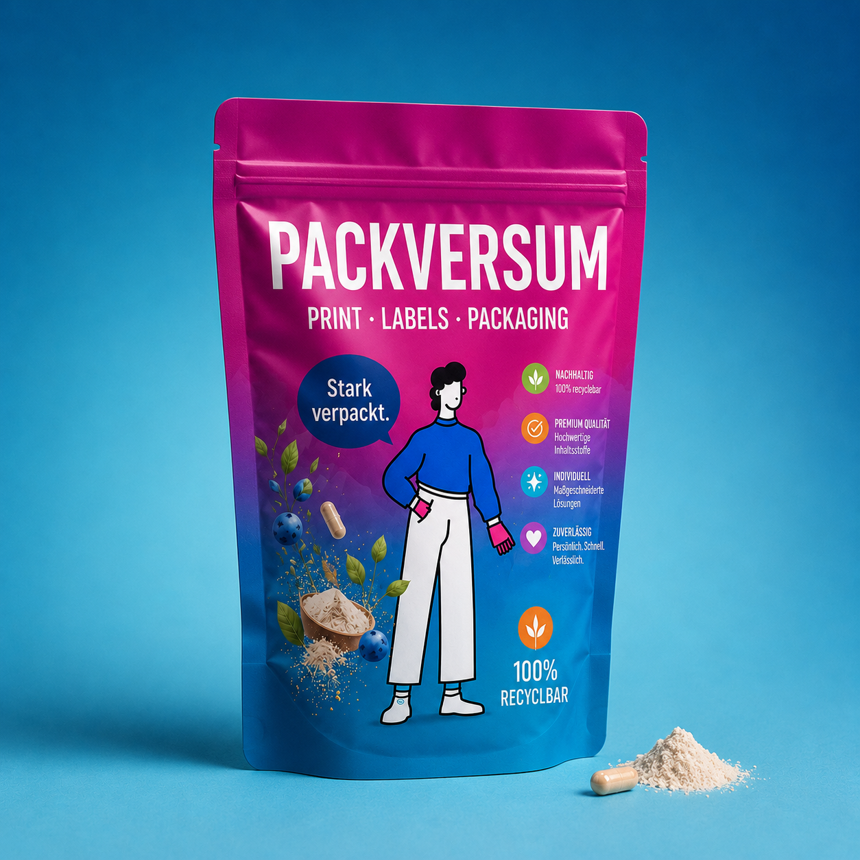 Standbodenbeutel für Proteinpulver