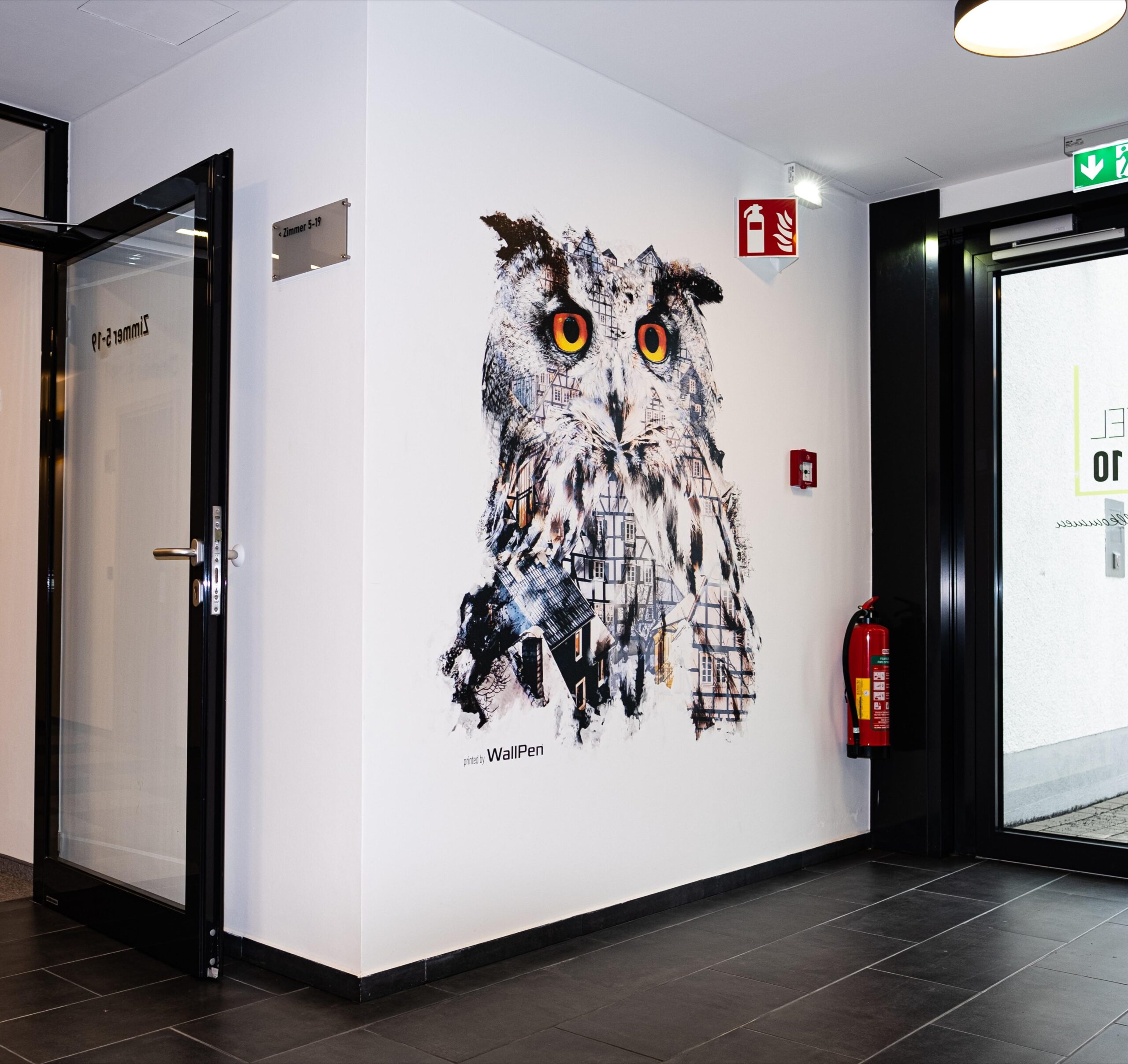 Direkt auf die Wand gedrucktes Motiv in Hotel und Restaurant